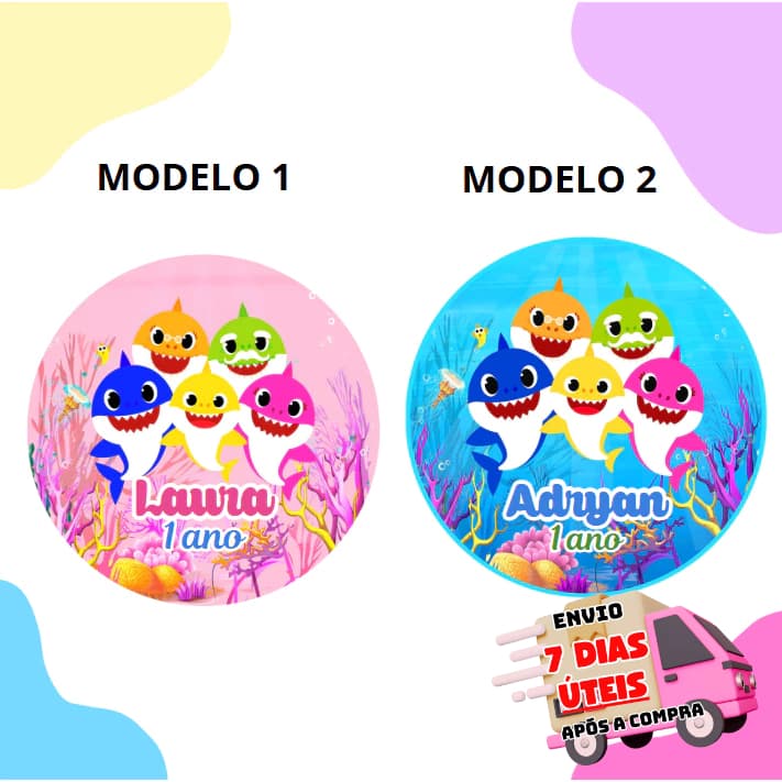 60/100 Adesivos Personalizados 5x5 cm Tema Baby Shark Ideal para Lembrancinhas, festas, decoração