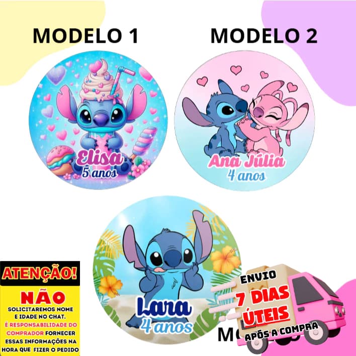 60/100 Adesivos Personalizados 5x5 cm Tema Stitch e Angel Ideal para Lembrancinhas, festas