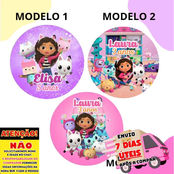60/100 Adesivos Personalizados 5x5 cm Tema A casa Mágica da gabby Ideal para Lembrancinhas, festas