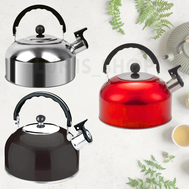 CHALEIRA INOX COM APITO 2L COM TAMPA CABO DOBRAVEL FERVEDOR ÁGUA CHÁ CAFÉ