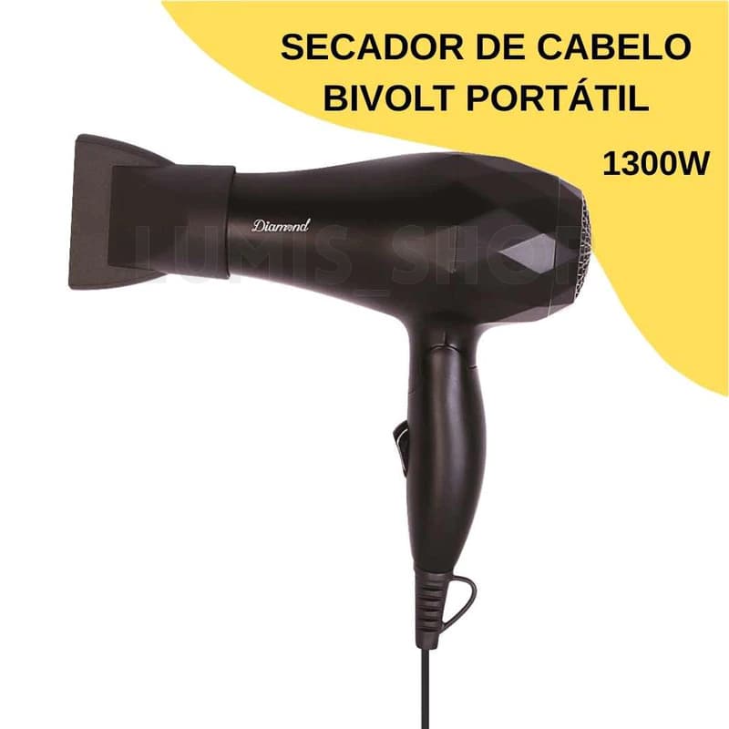 SECADOR DE CABELO BIVOLT 1300W SECAGEM RÁPIDA DOBRÁVEL IDEAL PARA VIAGENS