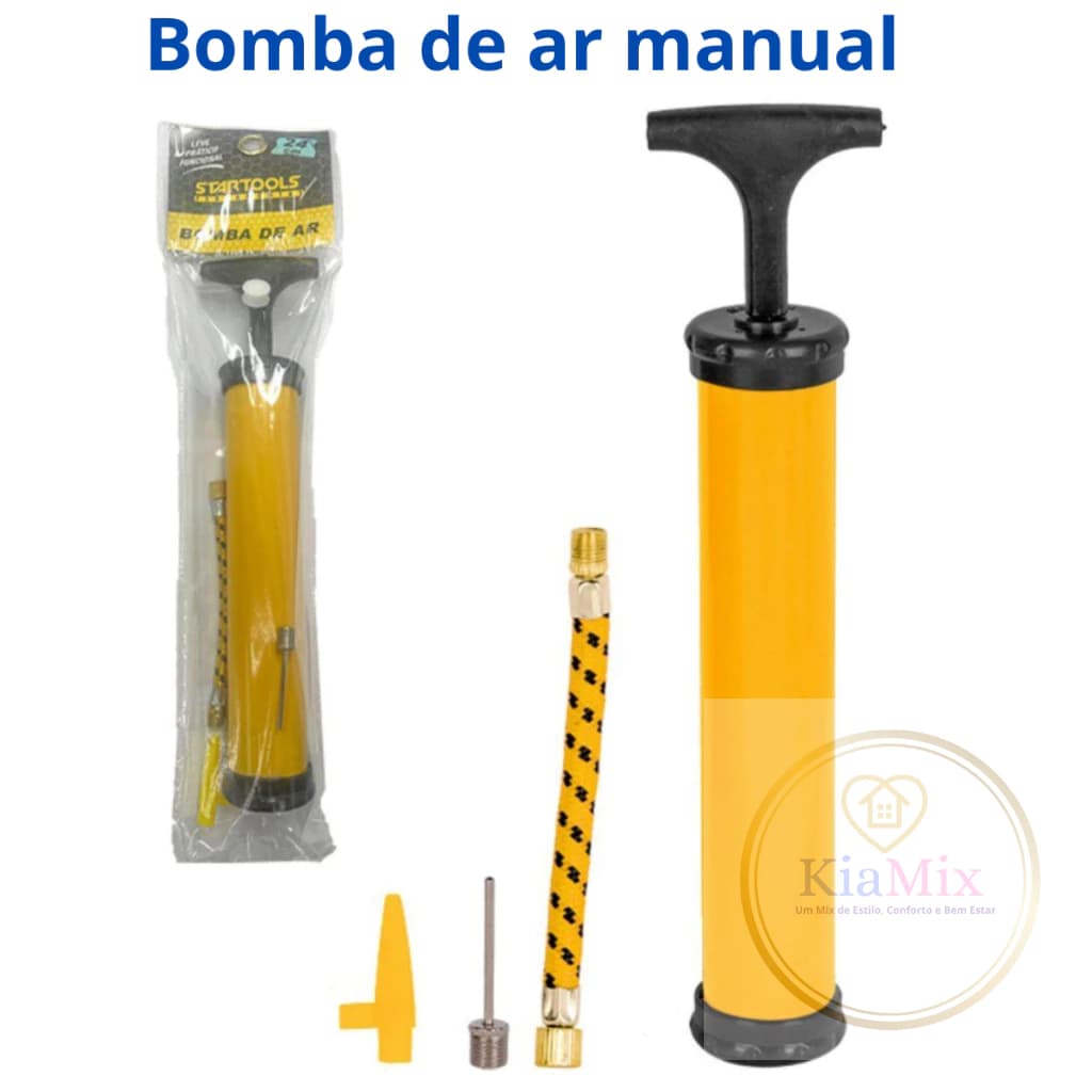 Bomba de Encher Bola Bicicleta Boia Inflavel Bombinha de Ar Manual Portátil