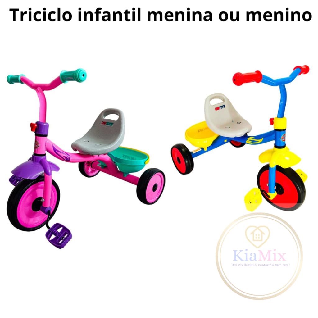 Triciclo Motoca Crianças Colorido Bicicleta Com Pedal Seguro Menino Menina 3 Rodas Rosa Azul