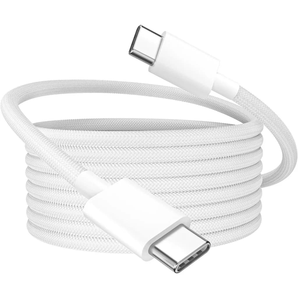 Cabo USB C para USB C 2m, nylon trançado para recarga Tipo C, adequado para Samsung e Iphone