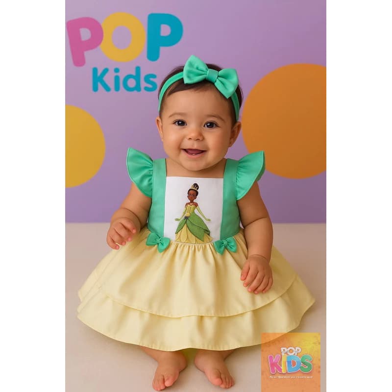 Jardineira romperVestido Body saia Infantil Bebê Menina Princesa Disney Branca de Neve, Bela Ariel, Jasmine, Cinderela