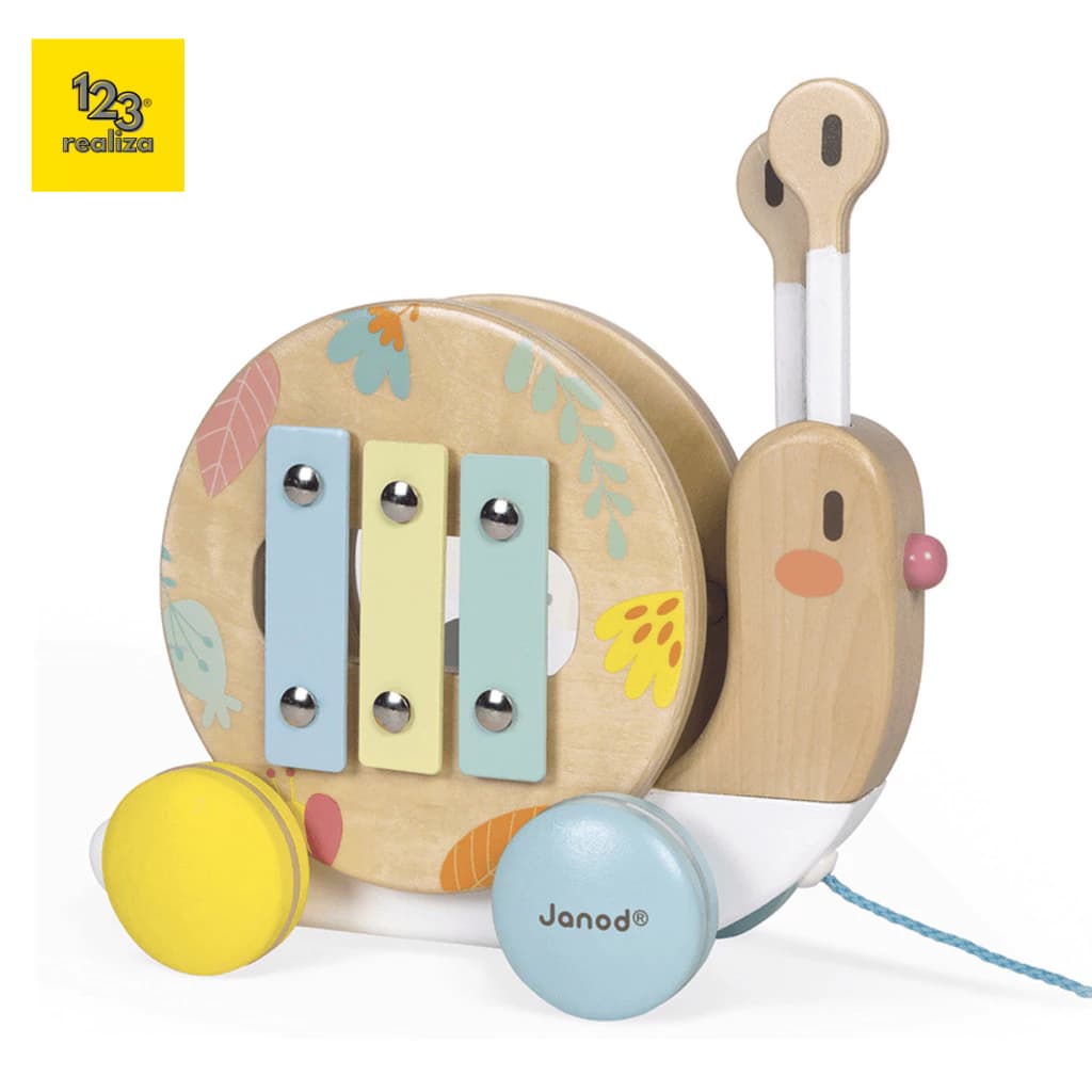 Brinquedo De Madeira De Puxar Caracol Musical Janod Xilofone Infantil Educativo Bebê 1 Ano Original NF