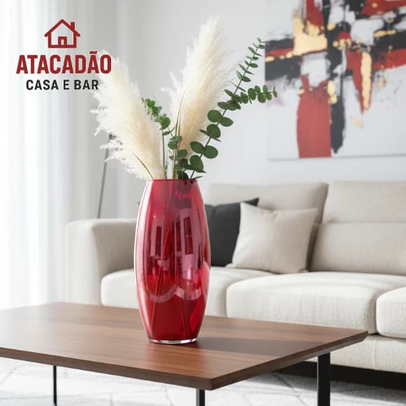 Vaso Rômulo 30 Cm Vermelho Espelhado