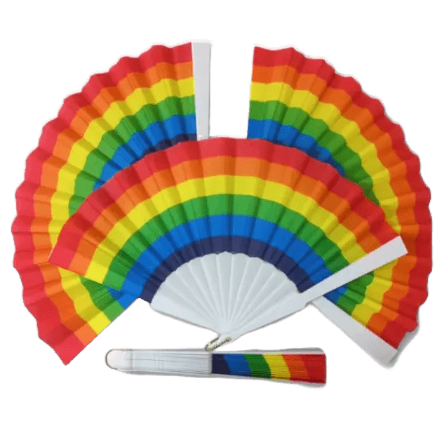 Leque Colorido Arco-íris Para Festa Dança Carnaval Decoração P e G LGBT
