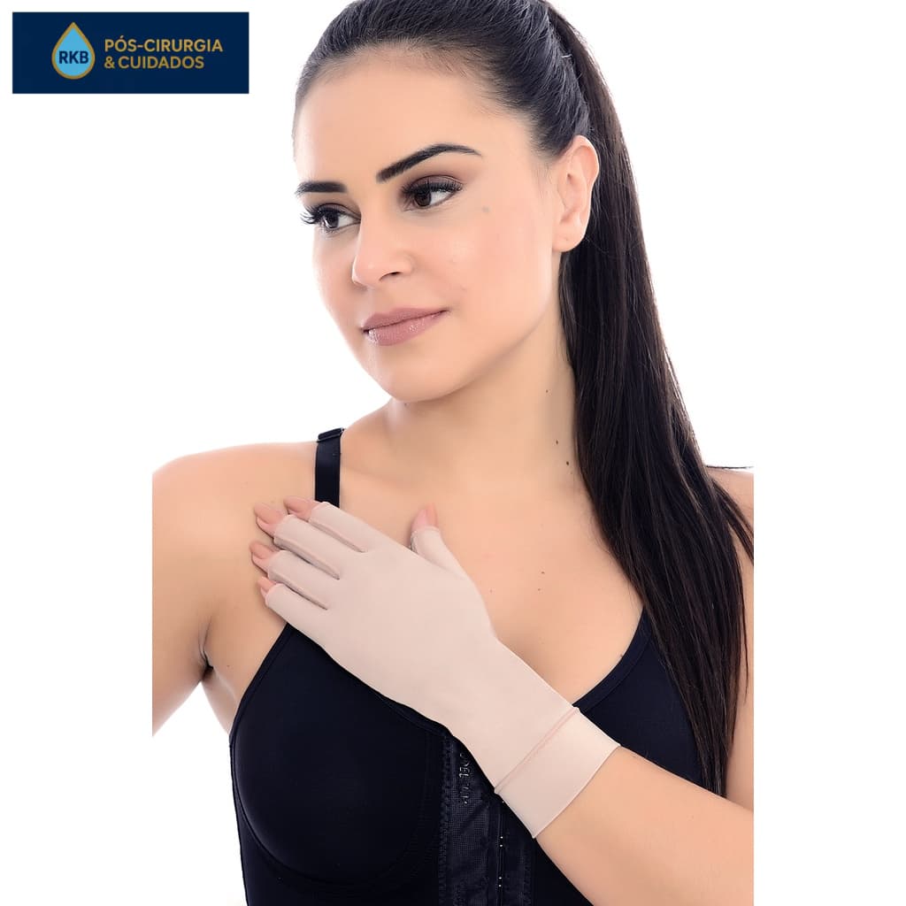 Luva Curta com Dedos  Proteção Solar Fpu50+ Uv  tecido cirúrgico Tratamento Dermatológicos