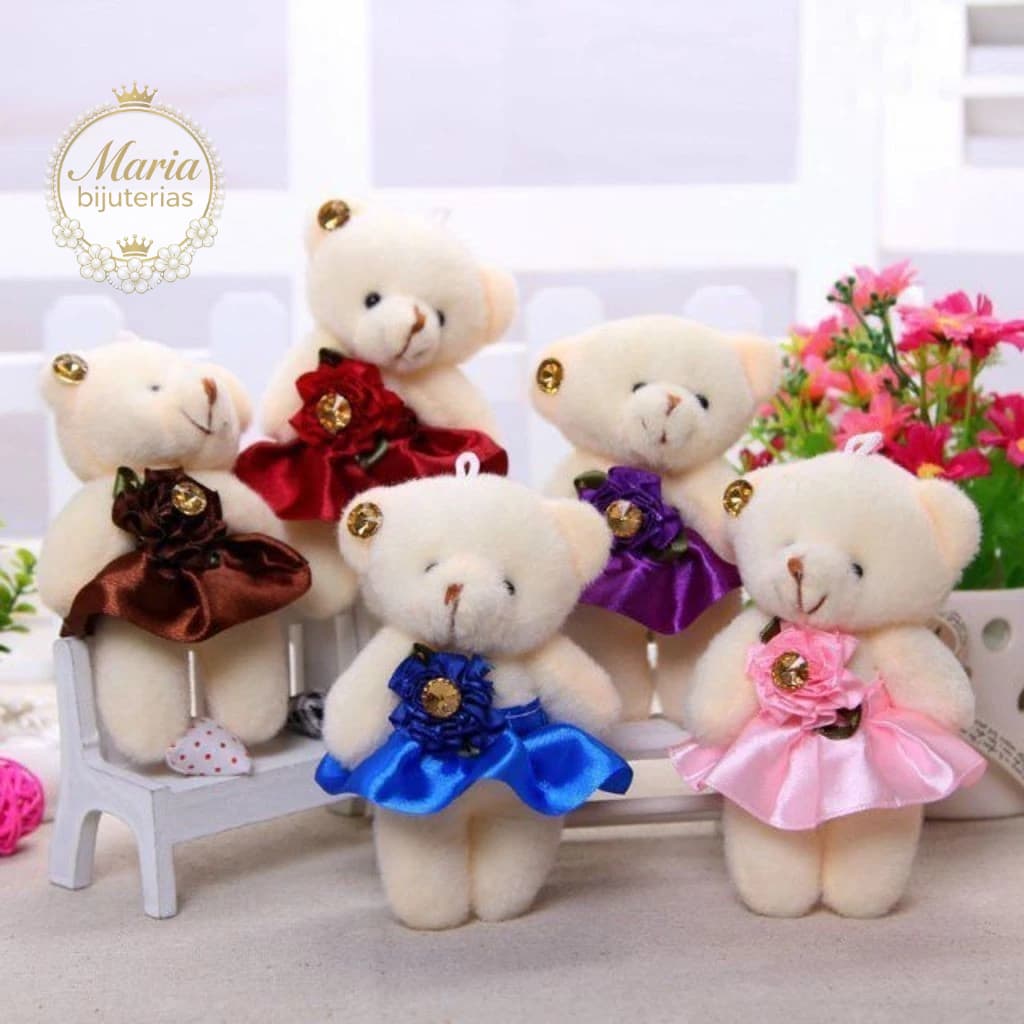 Kit 3/6/12 Mini Urso De Pelúcia Ursinho Com Saia Resistente/Boneco fofos