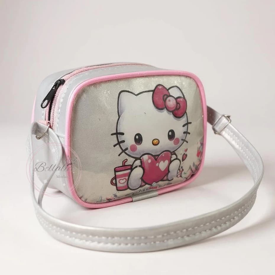 bolsinha infantil tiracolo transversal hello kitt alça regulável passeios, presente