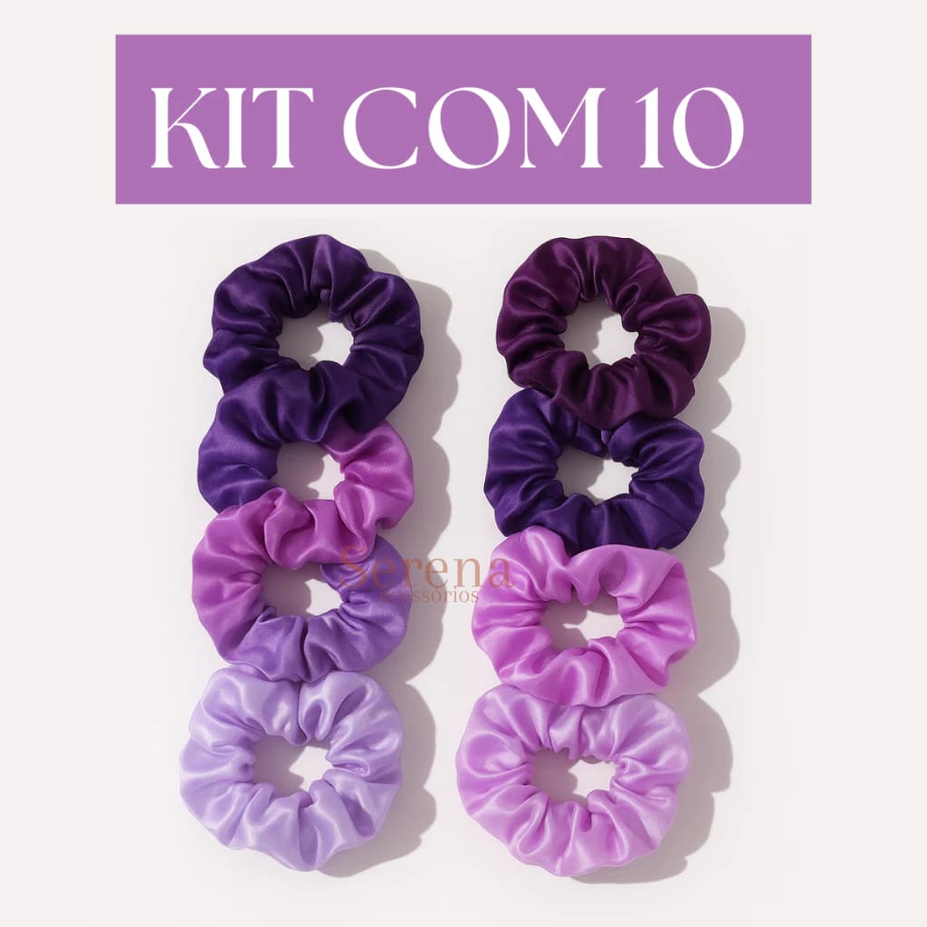 Kit  Xuxinha De Cetim Roxa 10 20 30 40 Un Elástico de Cabelo Anti Frizz Acessório Cacho Liso