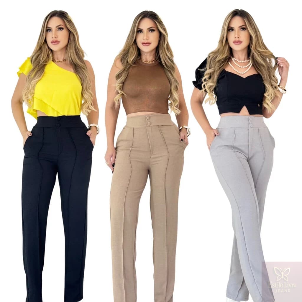 Calça Alfaiataria Feminina Social Executiva Confortável Cores variadas