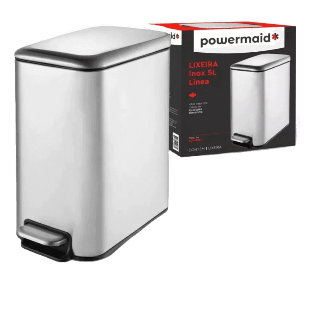 Lixeira de Inox Linear Retangular Multiuso - 5 Litros- POWERMAID