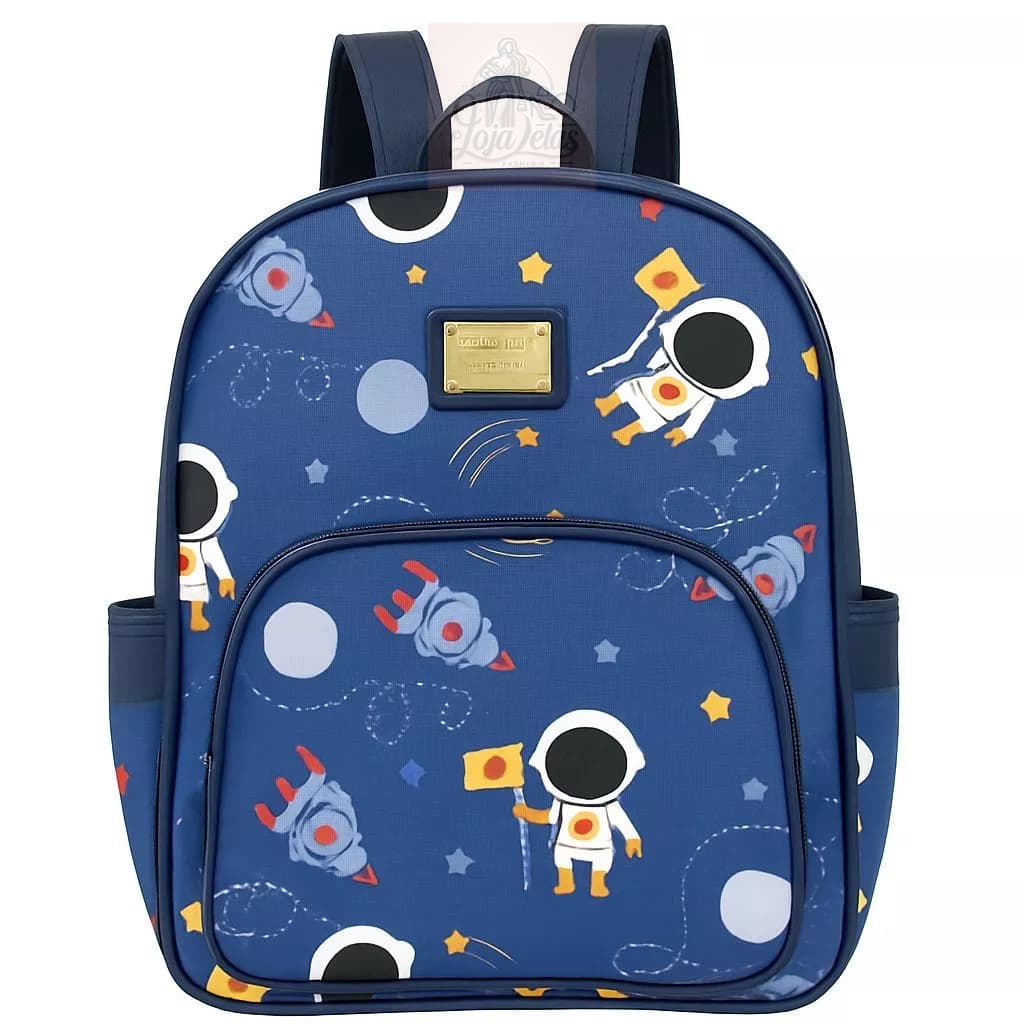 Mochila Infantil Escolar Creche Menino 4 a 8 anos Reforçada Espaçosa Astronauta Dino Carros Heróis