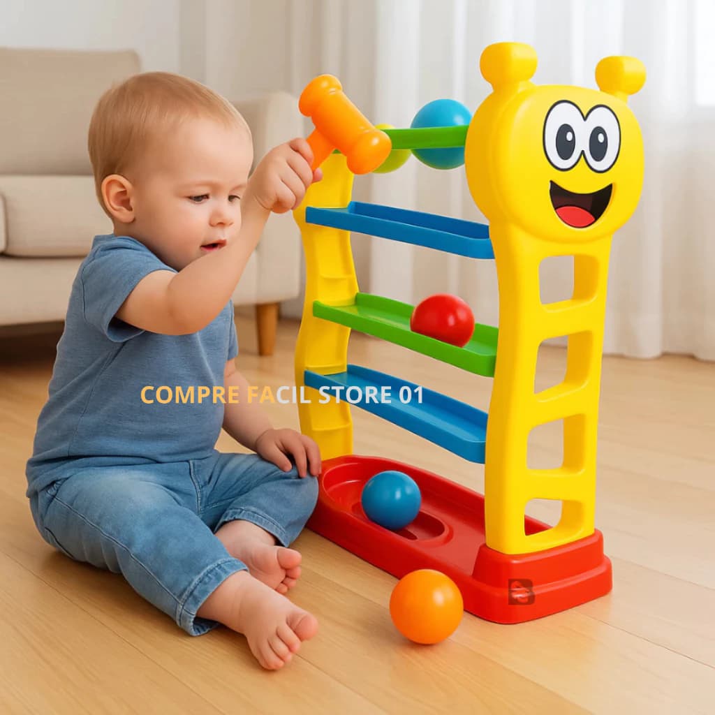 Brinquedo Bater c/ Martelinho Educativo Coordenação Centopeia Aprendizado Desenvolvimento Infantil