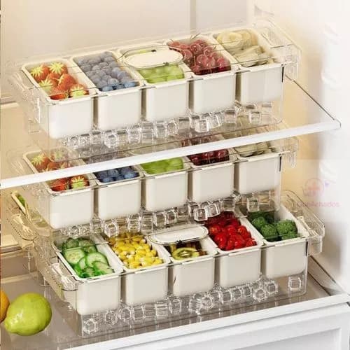 Kit 5 Potes Herméticos Plástico Tampa Vedacao Organizador geladeira Com 12 peças