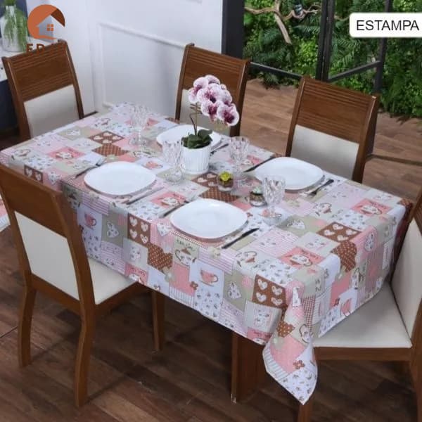 Toalha de Mesa 4 Lugares Oxford – Cozinha/Sala 1,40x1,40 Estampada
