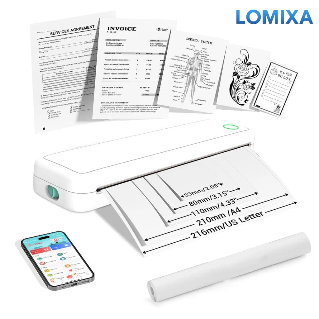 Impressora Portátil Sem Tinta 200dpi Bluetooth Para Estudo Escritório Viagem