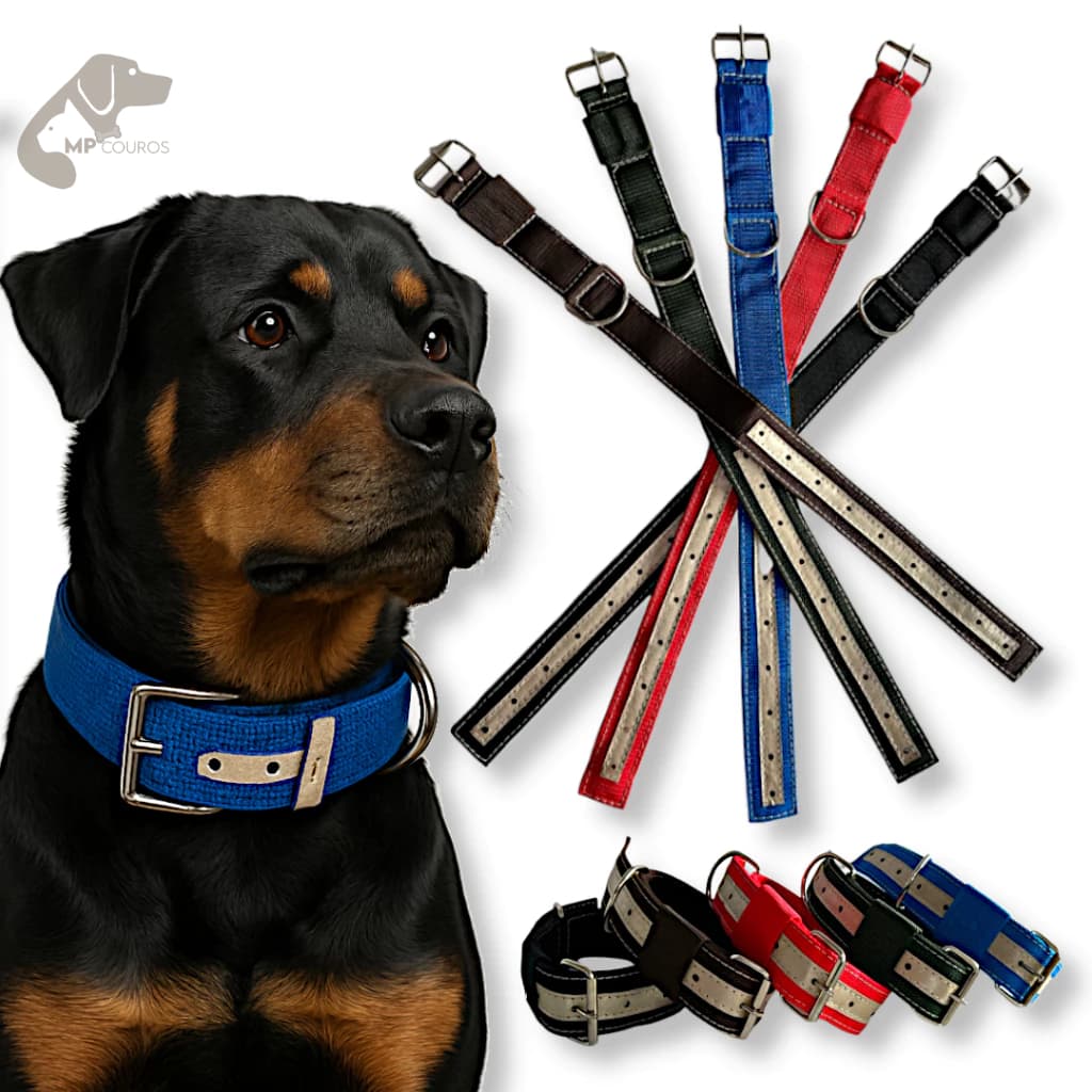 Coleira Reforçada para Cães Grande e Médio Porte Super forte e Resistente, Robusta e Variadas Cores