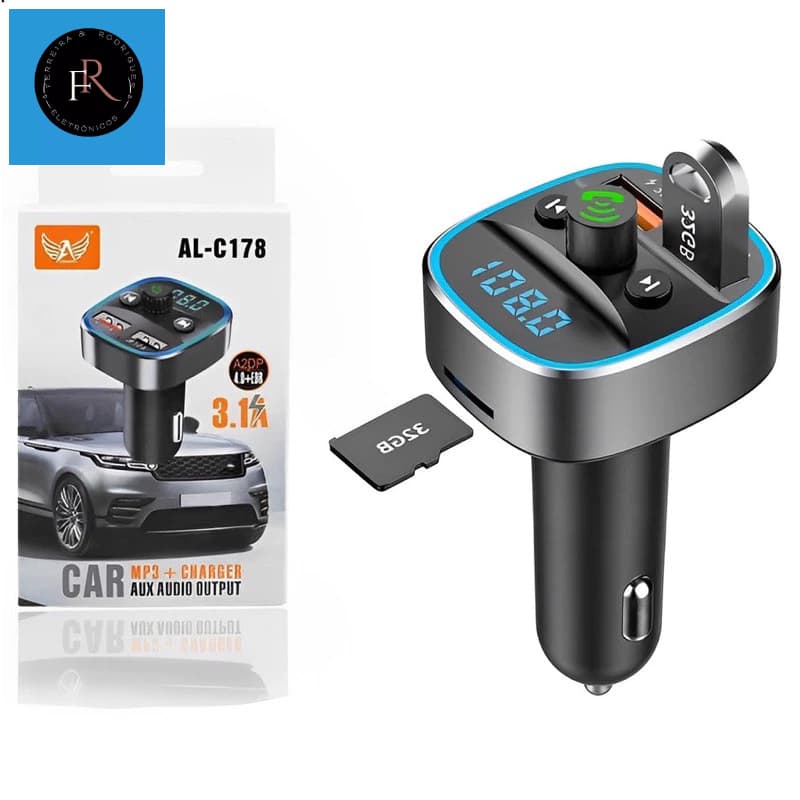 Carregador Celular 5.1A Transmissor Fm Bluetooth Mp3 Player Usb Sd com Luz Modelo Altomex AL-C178