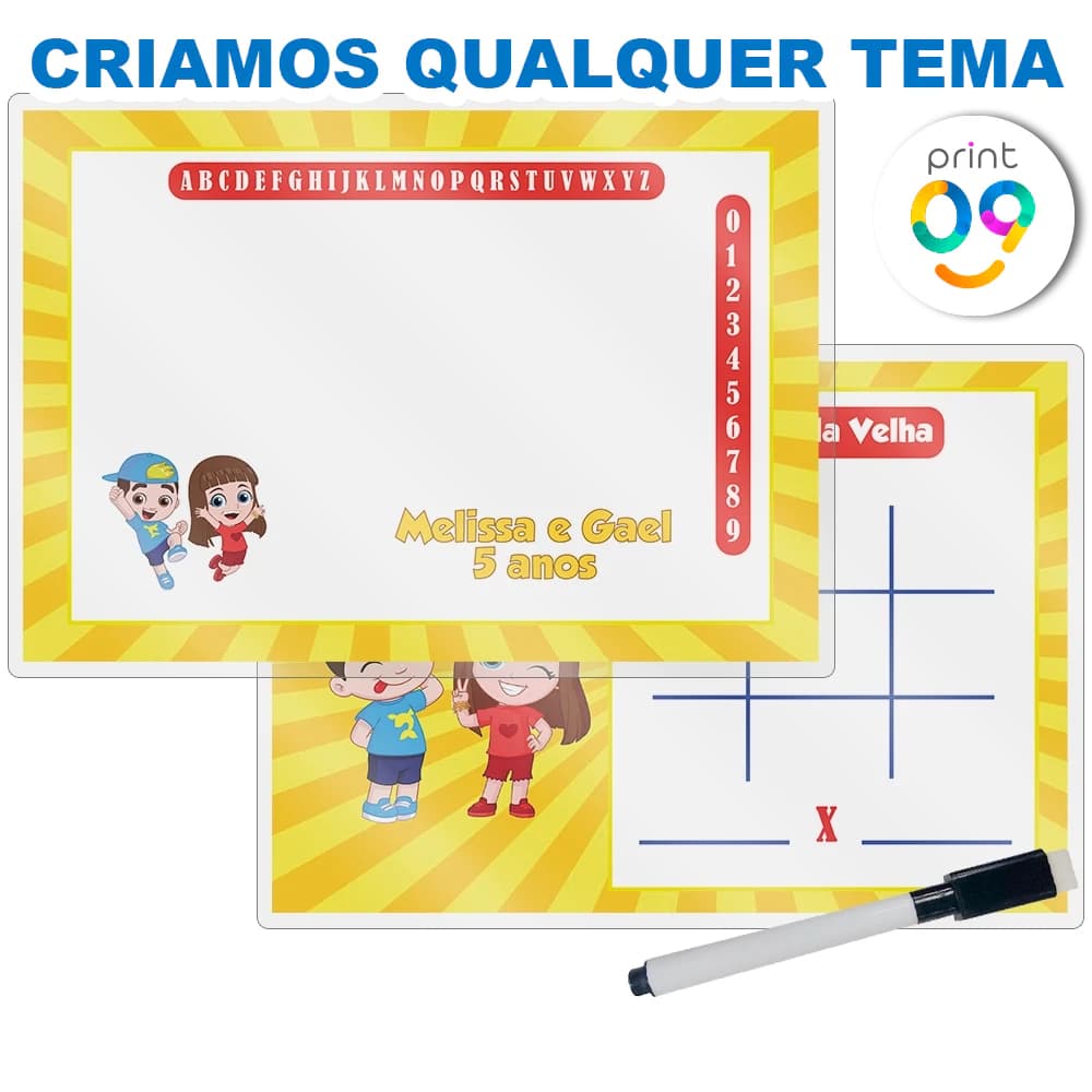 Lousa Mágica + Caneta Com Apagador Personalizada Lembrança Festa Infantil Luccas Neto E Gi Ou Outros