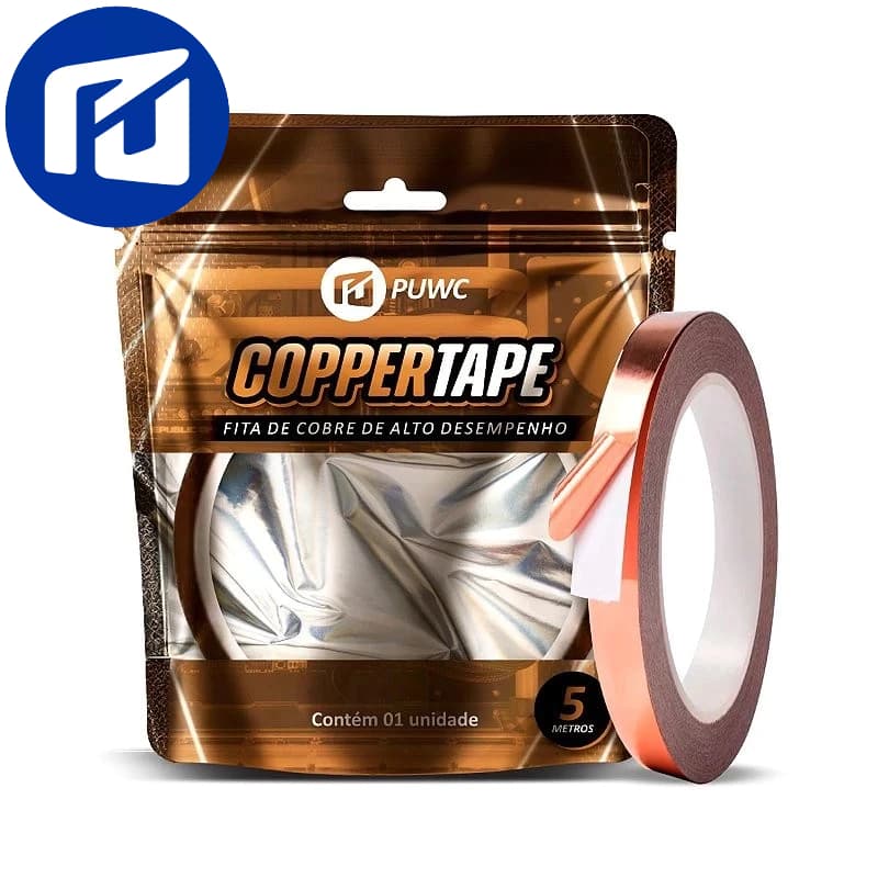 Fita de Cobre Adesiva 10mm - 5 Metros Rolo Blindagem Guitarra Elétrica Eletromagnética