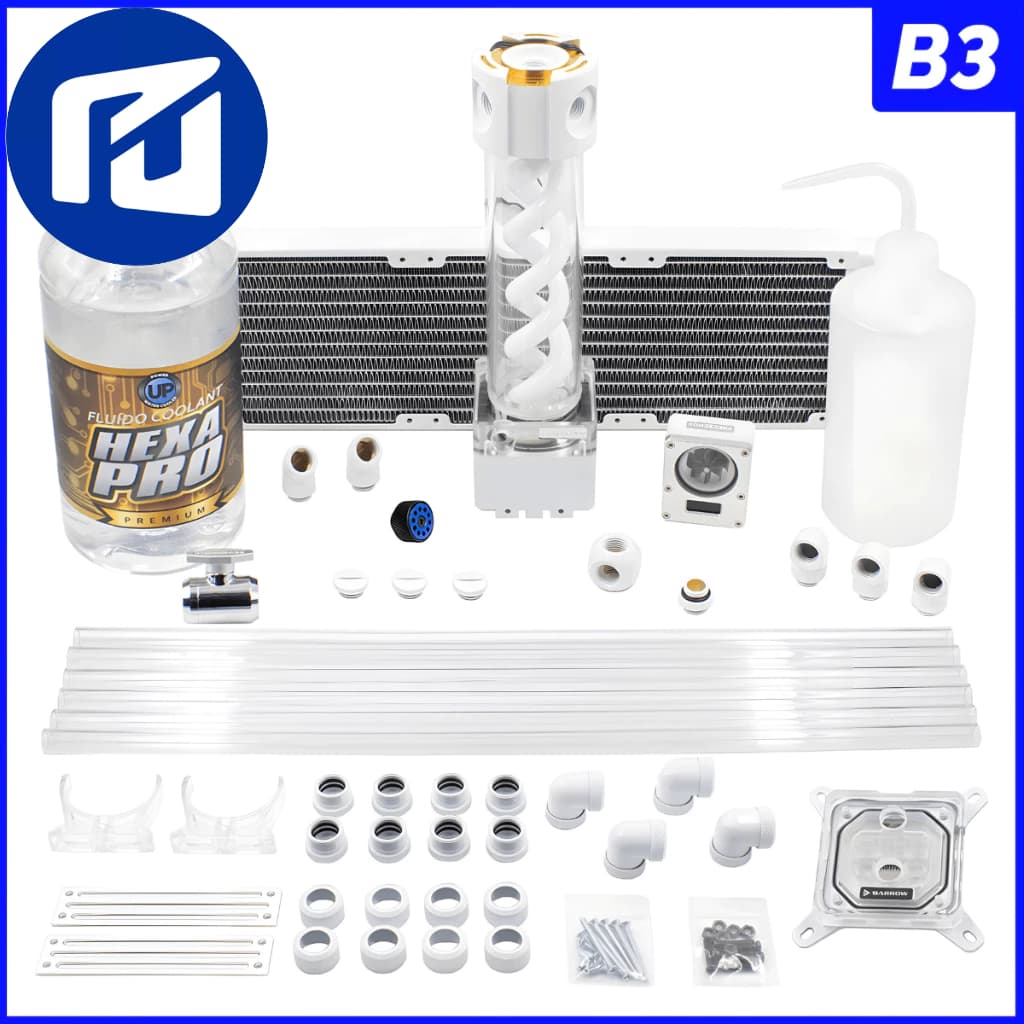 KIT Water Cooler Completo 360MM White Edition ARGB Tubos Rígidos