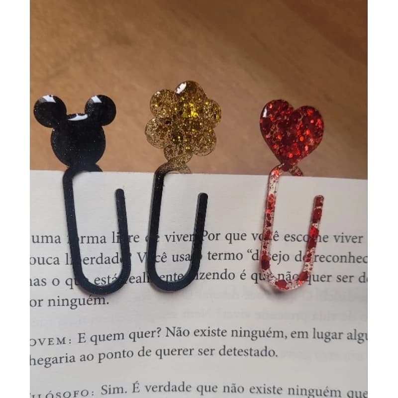 Mini Marca-Páginas em Resina • Clipes Decorativo • Presente Criativo • Glitter • Feito à Mão