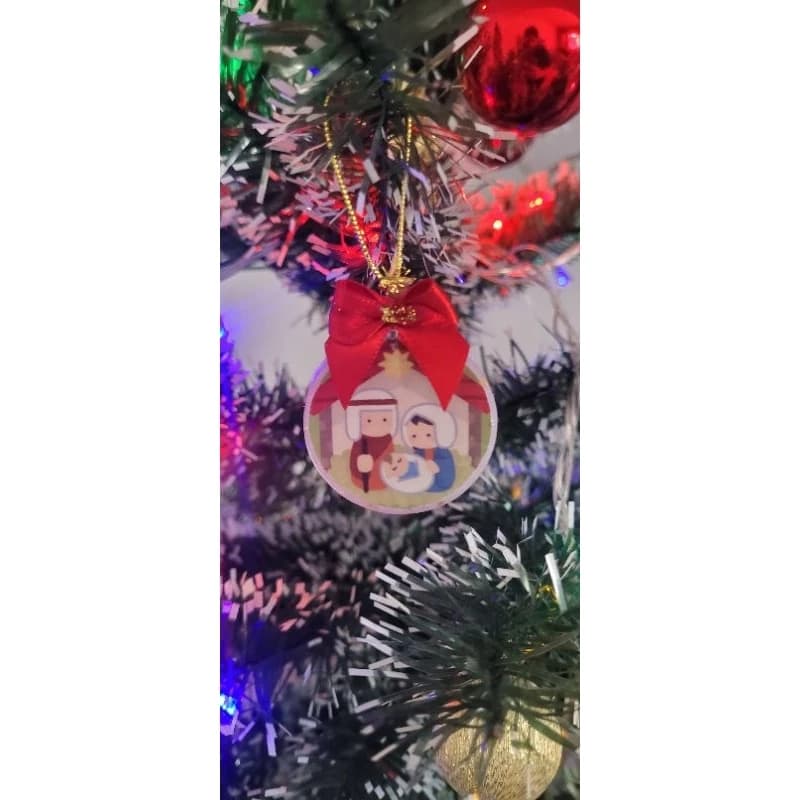 Bolas de Natal com foto artesanal | Decoração de árvore de Natal 4cm