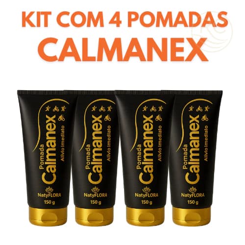 Kit 4 Pomadas Massageadora Calmanex NatyFlora – Arnica, Mentol e Cânfora para Dores Musculares