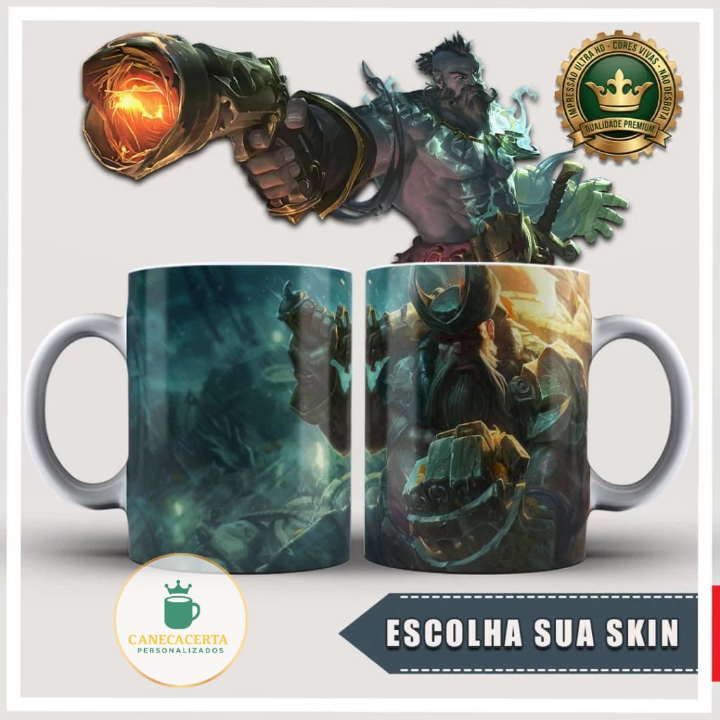 Caneca Gangplank Vários Modelos Jogo League Of Legends Caneca Gamer