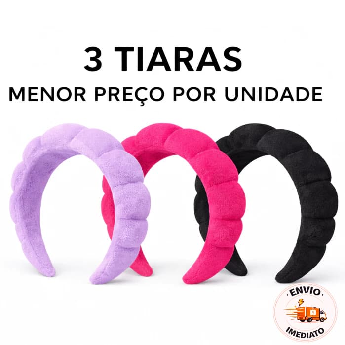 Kit 3 Tiaras Nuvem Skincare | Maquiagem e Limpeza Facial