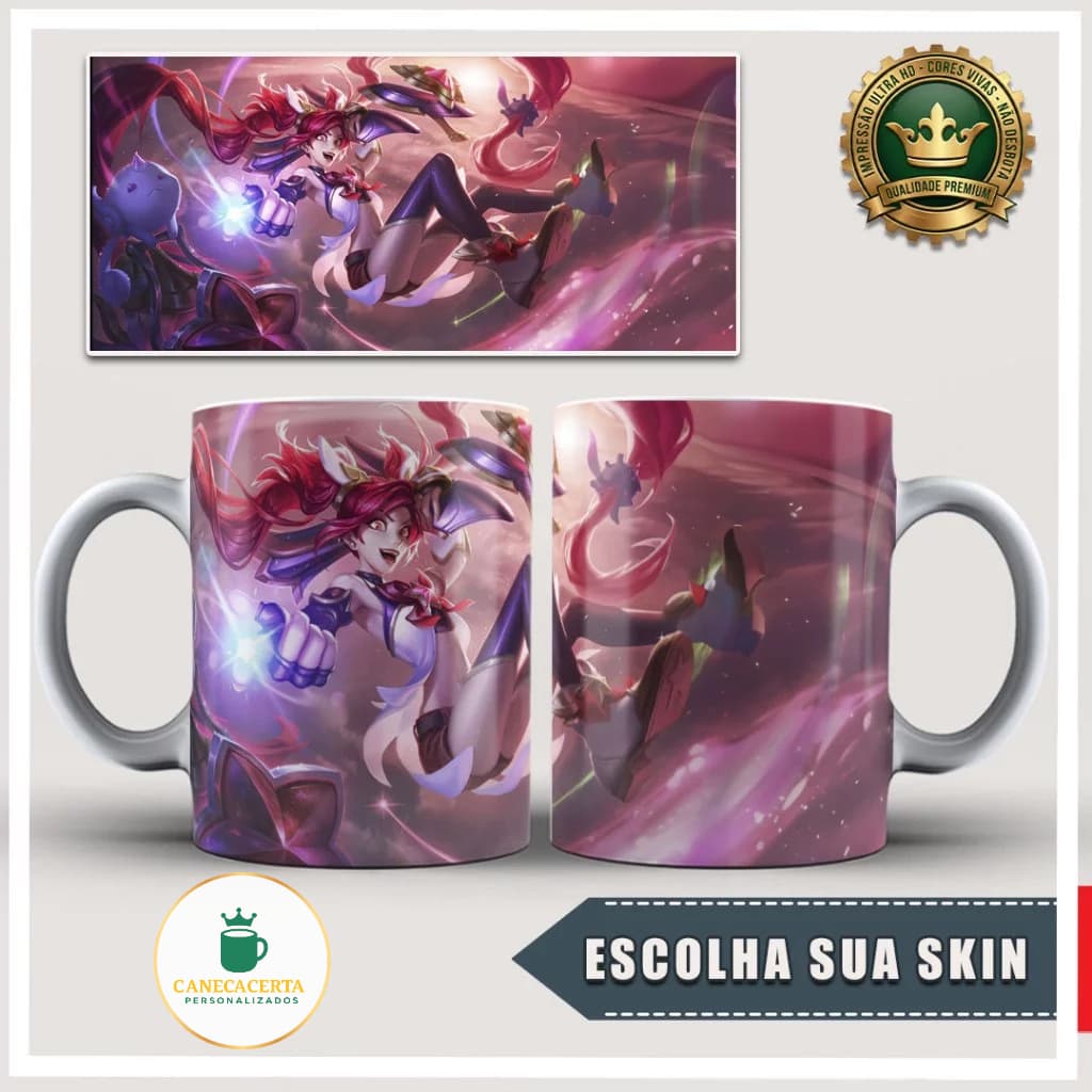 Caneca Jinx Todas Skins Jogo League Of Legends Caneca Gamer
