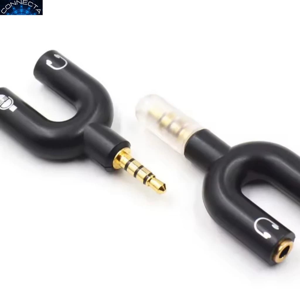Adaptador Áudio P2, P3 Duplo, Fone Microfone Celular Kit 2 unidades na cor preta