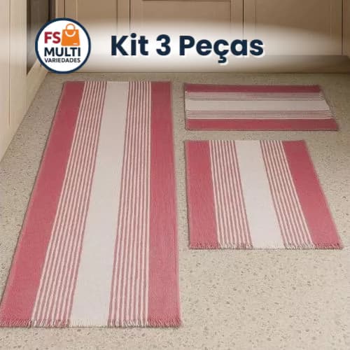 Jogo De Passadeira Para Cozinha, De Tear Kit 3 Peças 100% Algodão Preço Promoçional