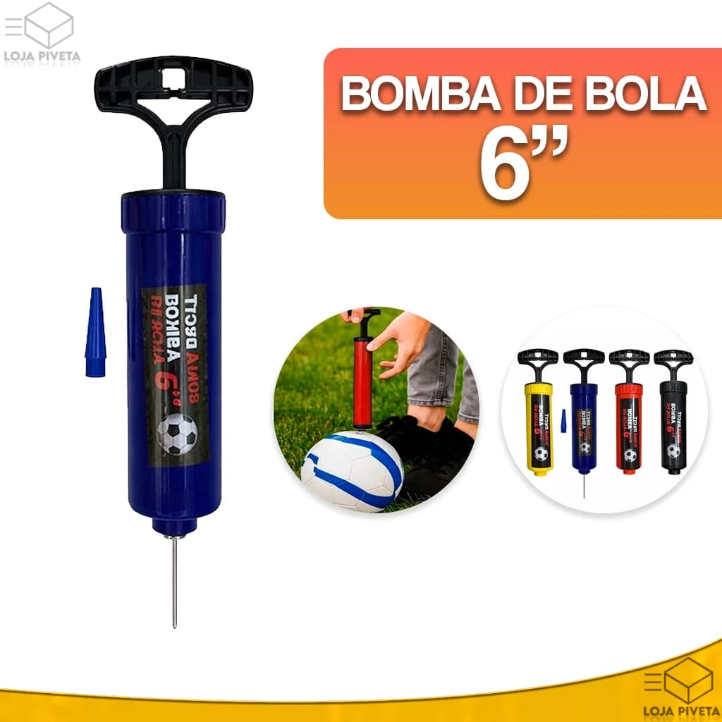 Bomba de Ar Manual 6'' Polegadas Para Encher Inflar Bolas Universal Futebol Volei Basquete