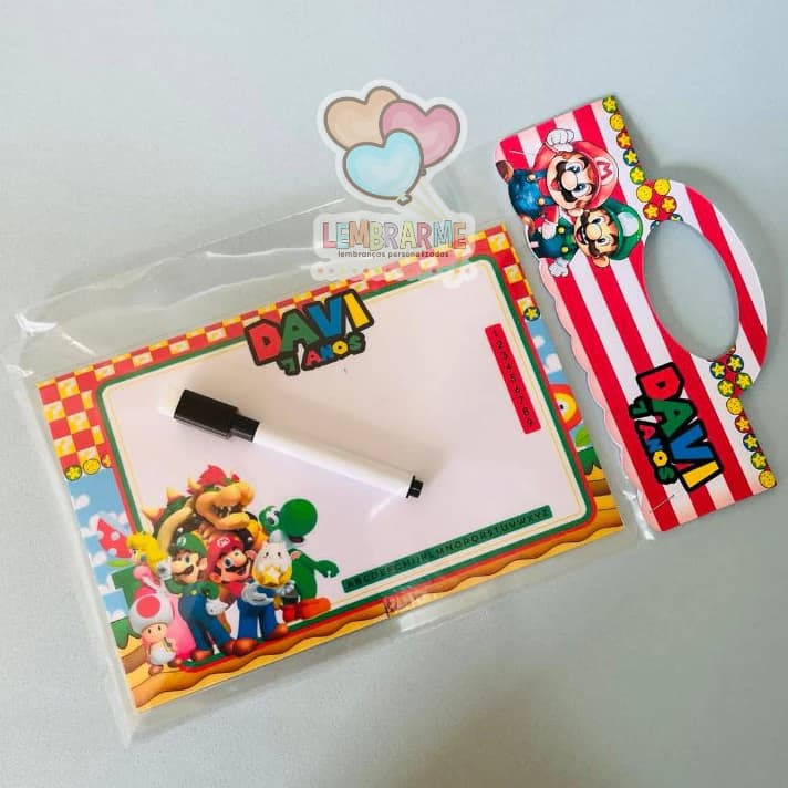 10 Lousa Mágica Super Mario 3 em 1 Lembrancinha Personalizada - Fazemos todos os temas