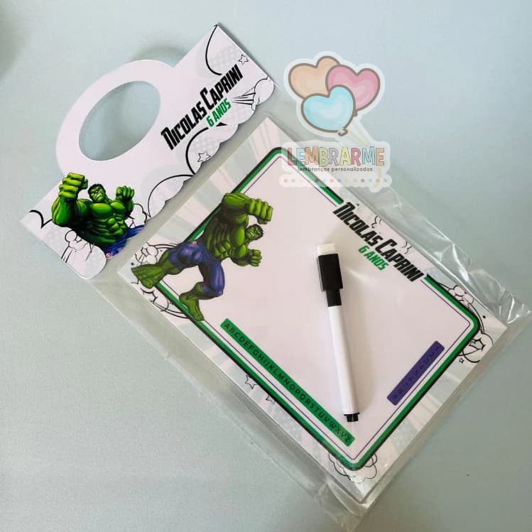 10 Lousa Mágica Hulk 3 em 1 Lembrancinha Personalizada - Fazemos todos os temas