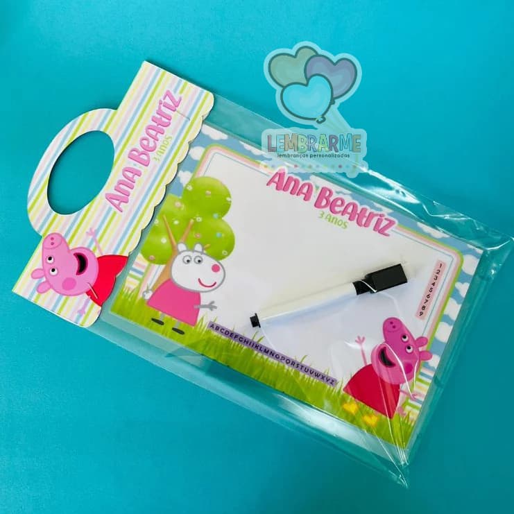 10 Lousa Mágica Porquinha Pig 3 em 1 Lembrancinha Personalizada - Fazemos todos os temas