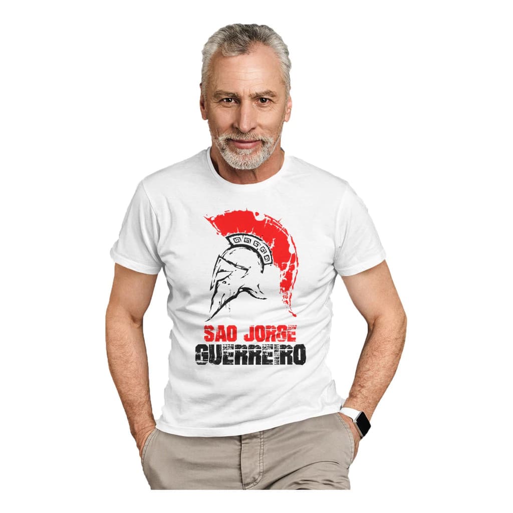 Camiseta Masculina São Jorge Guerreiro Estampa Católico Devoto Algodão Premium 100% P M G GG
