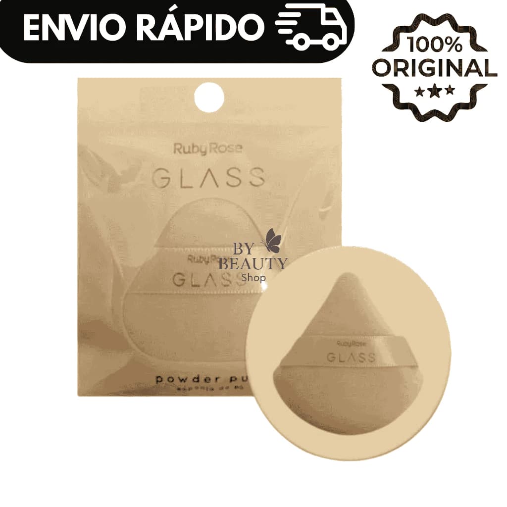 Esponja de Pó Powder Puff Glass Ruby Rose HBS04 – Aplicação Uniforme com Apoio para Dedos
