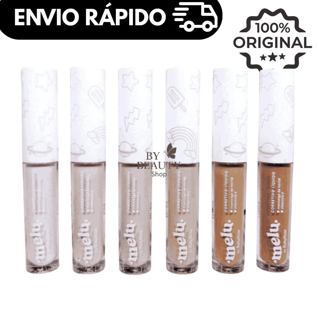 Corretivo Líquido Melu Ruby Rose RR-1800 – Vitamina E, Acabamento Natural | Diversas Cores