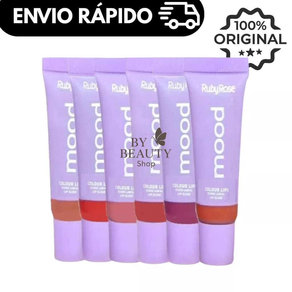 Lip Gloss Ruby Rose Colour Lips Mood HB7201 – Brilho Intenso e Hidratação Labial
