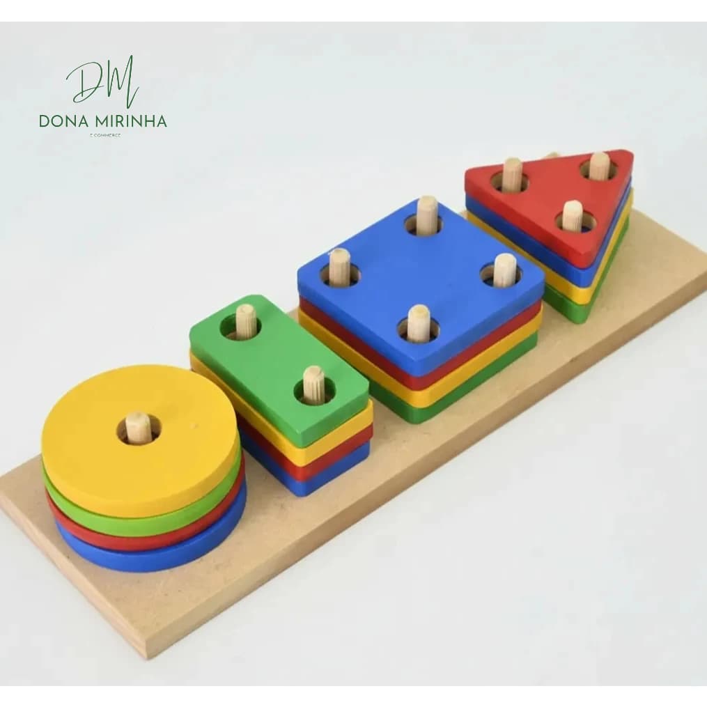 Brinquedo Educativo Encaixe Formas Geométricas Didático Pedagógico Quebra Cabeça MADEIRA