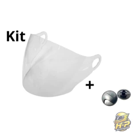 KIT VISEIRA CRISTAL + 1 PAR REPARO COMPATÍVEL C/ CAPACETE MIXS WAY