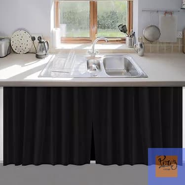 Cortina de Pia Cinza PVC, Tamanho: 138x80cm Cores Diversas