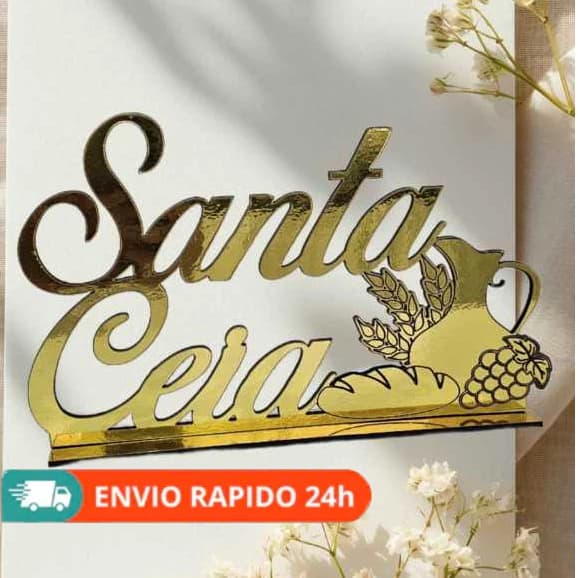 PLACA para SANTA CEIA em MDF dourado, cru ou prata
