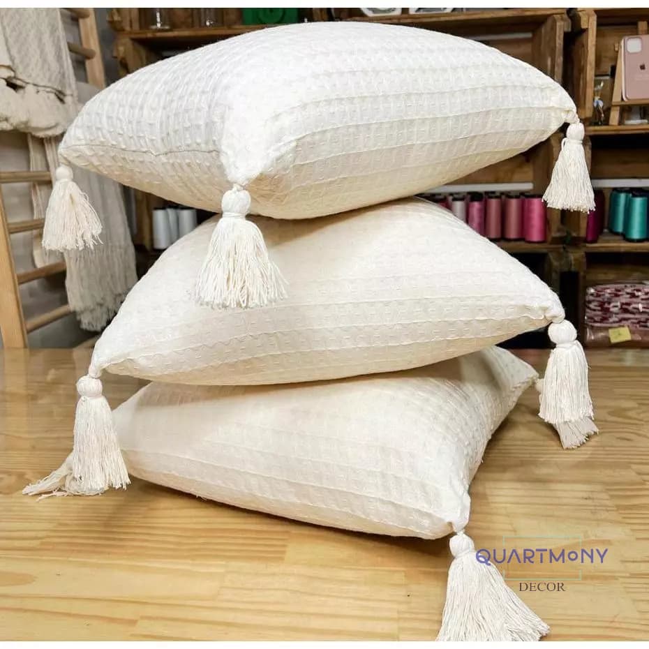 Capa Almofada Pompom Decorativa Boho Chic Artesanal Estilo Rustico Sofa Decorativa Cama Moderno