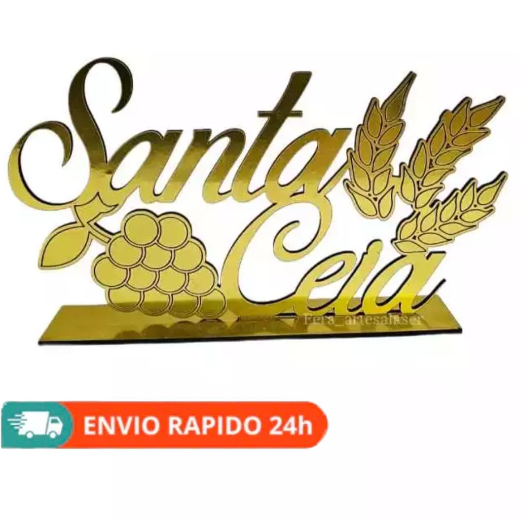 PLACA FRASE DECORATIVA SANTA CEIA 25/30/35 cm de comprimento em MDF revestido